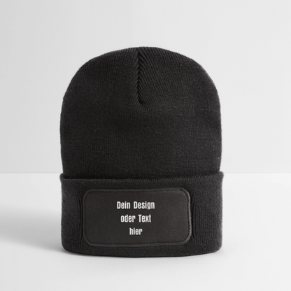 Recycelte Patch Beanie - personalisierbar - Dunkelgrau