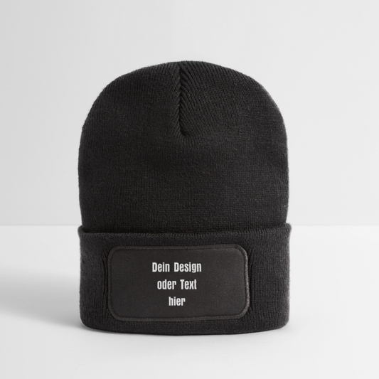 Recycelte Patch Beanie - personalisierbar - Dunkelgrau