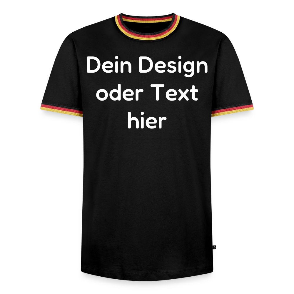 Männer Kontrast-T-Shirt - personalisierbare Vorder- und Rückseite - Schwarz/Dreifarbig