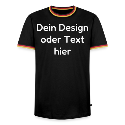 Männer Kontrast-T-Shirt - personalisierbare Vorder- und Rückseite - Schwarz/Dreifarbig