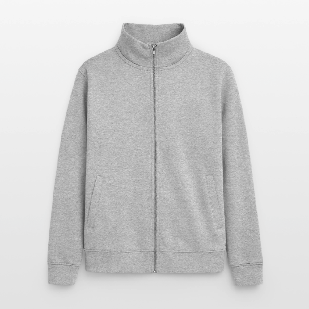 Pullover mit Zip-Kragen für Sie und Ihn (Unisex) - personalisierbare Vorder- und Rückseite - Grau meliert