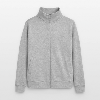 Pullover mit Zip-Kragen für Sie und Ihn (Unisex) - personalisierbare Vorder- und Rückseite - Grau meliert
