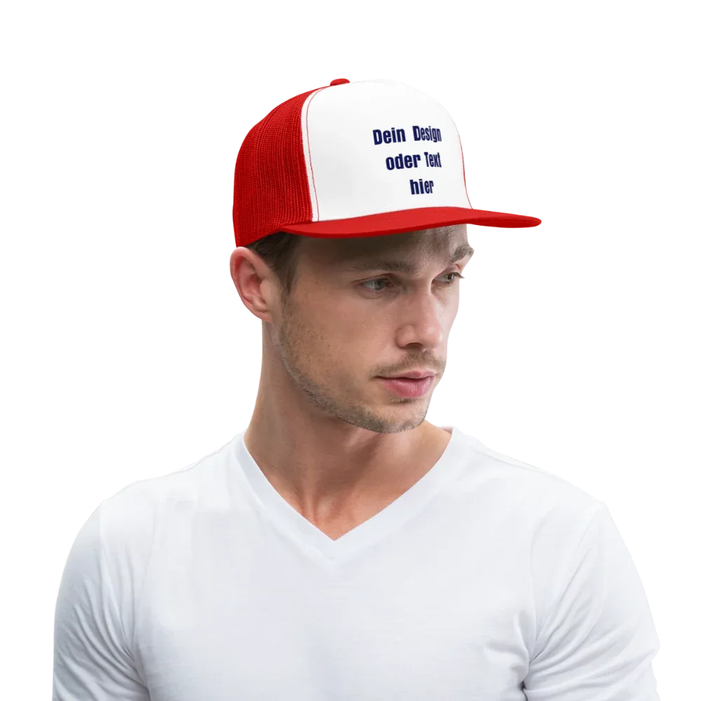Trucker Cap - personalisierbar - Weiß/Rot