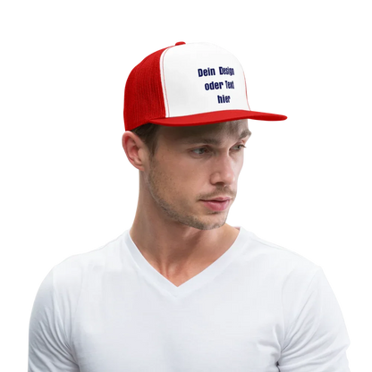 Trucker Cap - personalisierbar - Weiß/Rot