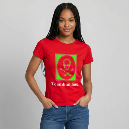 "Teambuilding. Neon-Motiv" Motiv-T-Shirt für Frauen, Farbe Rot
