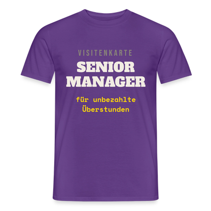 "Senior Manager für unbezahlte Überstunden" Motiv-T-Shirt für Männer, Farbe Lila