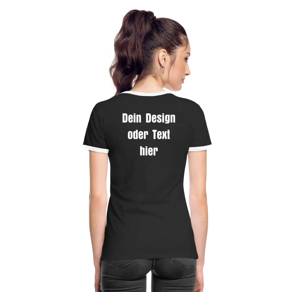 Frauen Kontrast-T-Shirt - personalisierbare Vorder- und Rückseite - Schwarz/Weiß