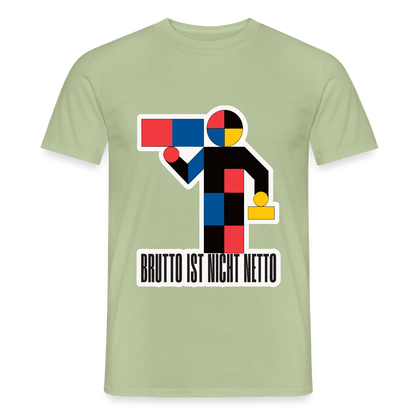 "Brutto ist nicht Netto. Bauhaus-Motiv" Motiv-T-Shirt für Männer, Farbe Sage