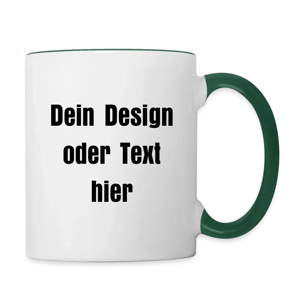 Keramiktasse zweifarbig 325ml - personalisierbar - Weiß/Dunkelgrün