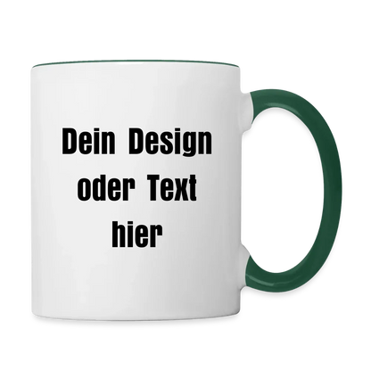 Keramiktasse zweifarbig 325ml - personalisierbar - Weiß/Dunkelgrün