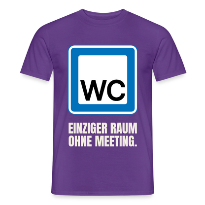 "WC: einziger Raum ohne Meeting." Motiv-T-Shirt für Männer, Farbe Lila