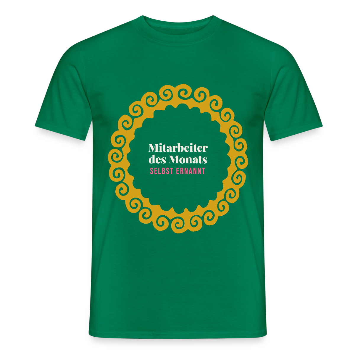 "Mitarbeiter des Monats, selbst ernannt. Gold-Motiv" Motiv-T-Shirt für Männer, Farbe Kelly Green