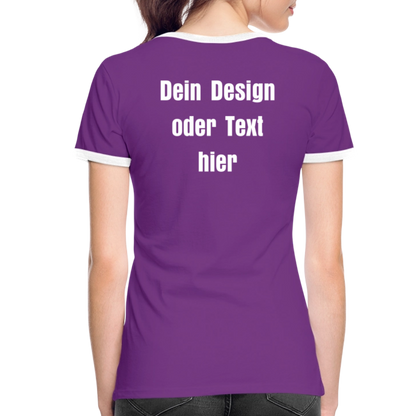 Frauen Kontrast-T-Shirt - personalisierbare Vorder- und Rückseite - Lila/Weiß
