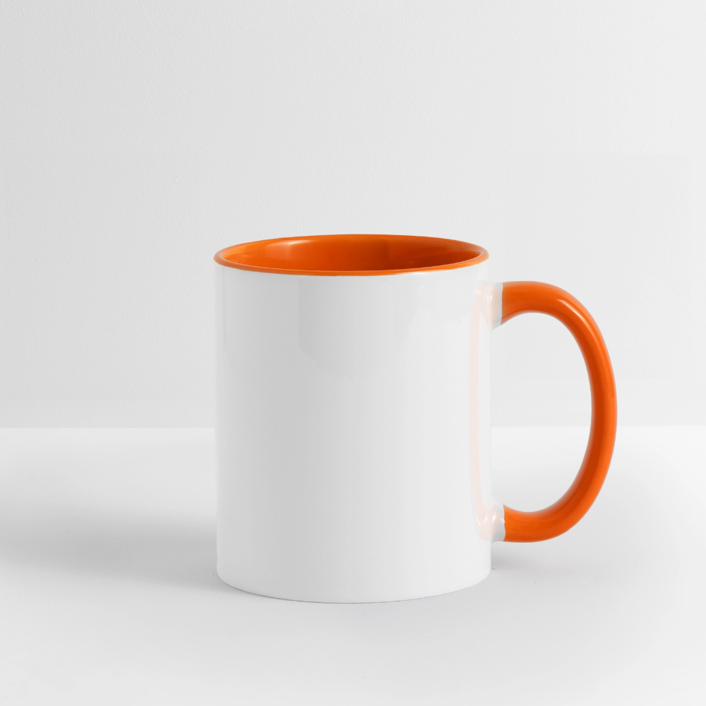 Keramiktasse zweifarbig 325ml - personalisierbar - Weiß/Orange