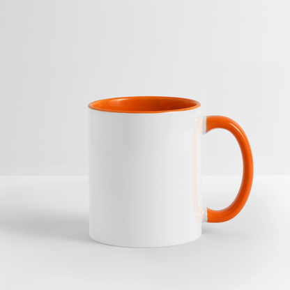 Keramiktasse zweifarbig 325ml - personalisierbar - Weiß/Orange