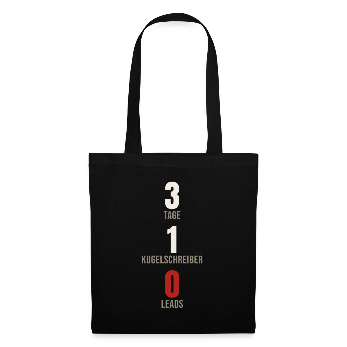3 Tage. 1 Kugelschreiber. 0 Leads. Stoffbeutel, Farbe Schwarz