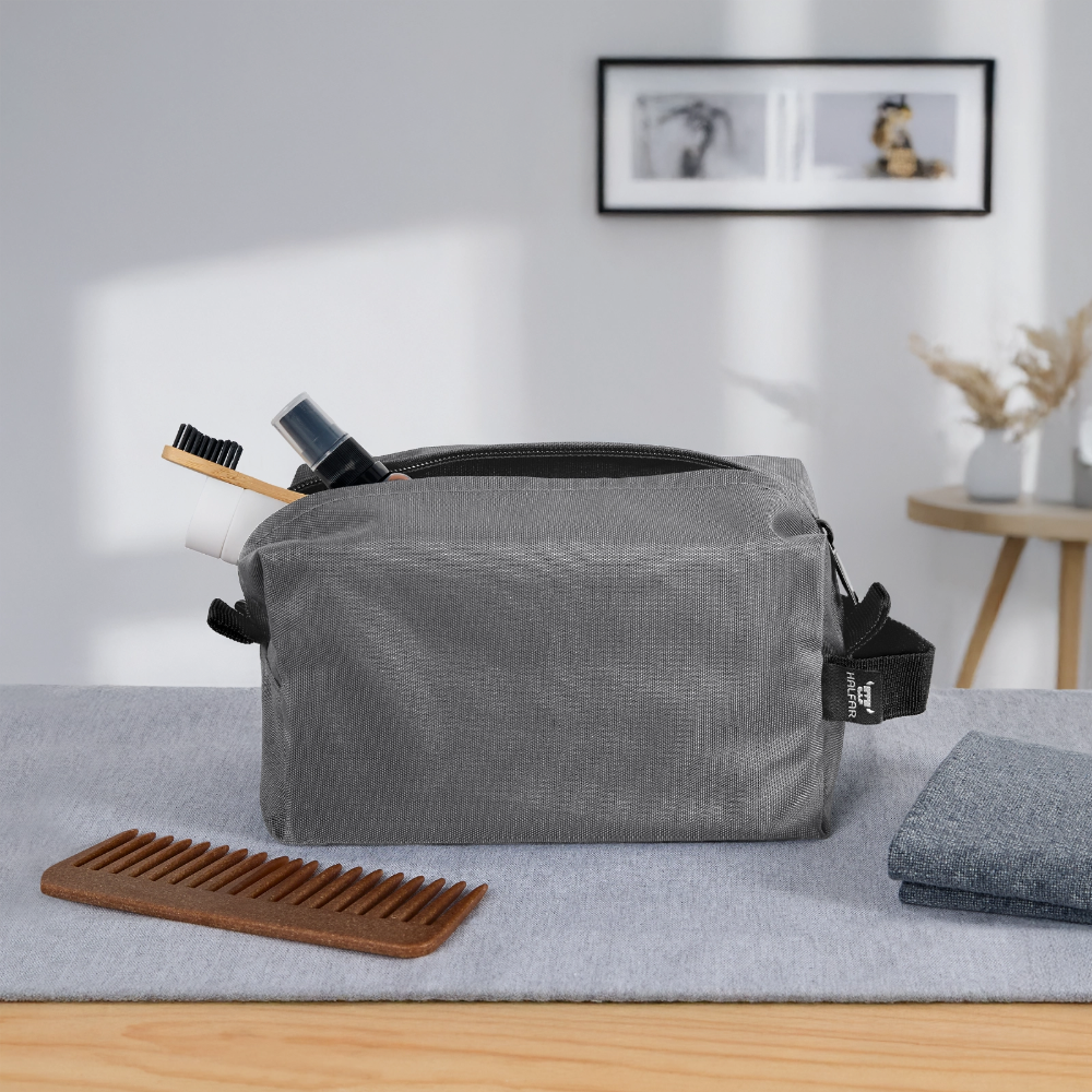 Recycelte Kulturtasche - personalisierbar - Anthrazit