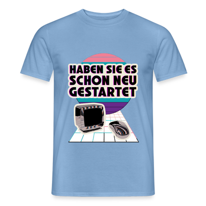Haben Sie es schon neu gestartet? Vaporwave-Motiv Motiv-T-Shirt für Männer, Farbe Carolina Blue