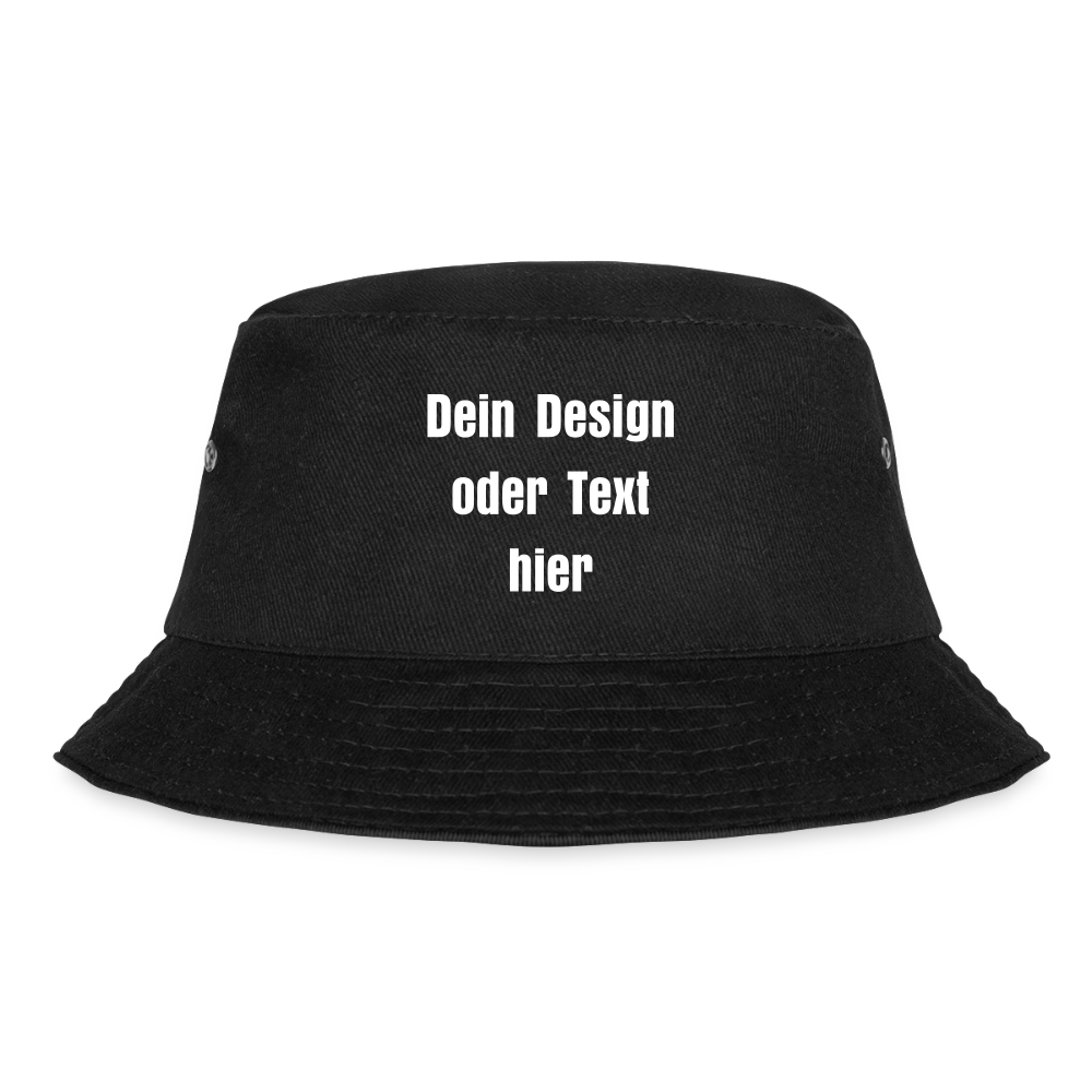 Bucket Hat Baumwolle - personalisierbar - Schwarz