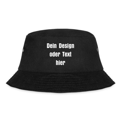 Bucket Hat Baumwolle - personalisierbar - Schwarz