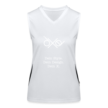 Funktionelles Kontrast-Tank Top für Frauen - personalisierbare Vorder- und Rückseite - Weiß/Schwarz