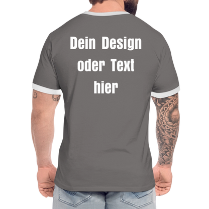 Männer Kontrast-T-Shirt - personalisierbare Vorder- und Rückseite - Dunkelgrau/Weiß