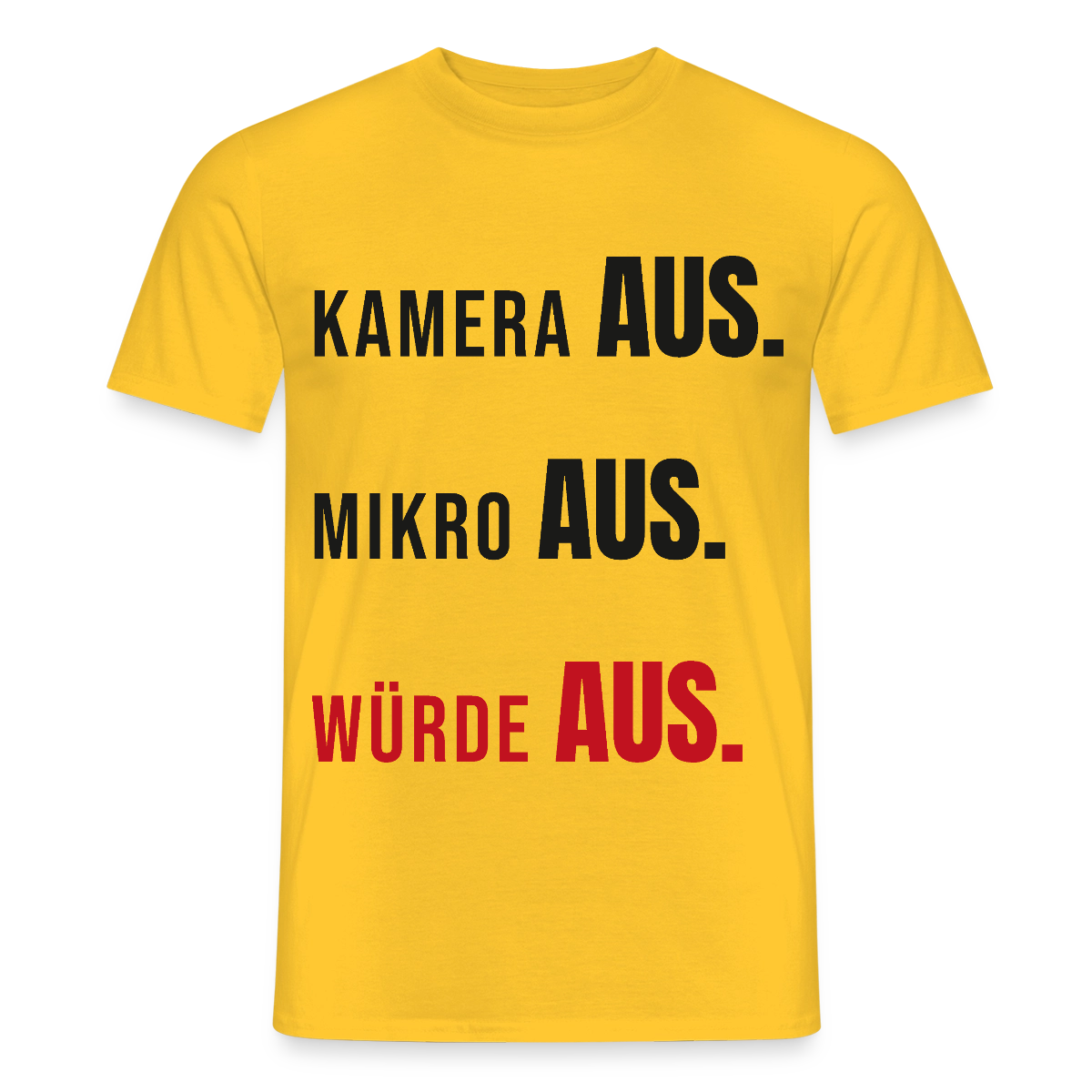 Kamera aus, Würde aus Motiv-T-Shirt für Männer, Farbe Gelb