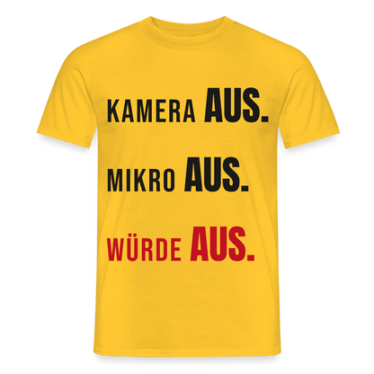 Kamera aus, Würde aus Motiv-T-Shirt für Männer, Farbe Gelb