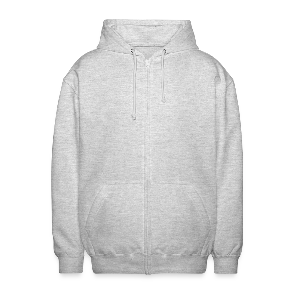 Unisex Kapuzenjacke - personalisierbare Vorder- und Rückseite - Hellgrau meliert