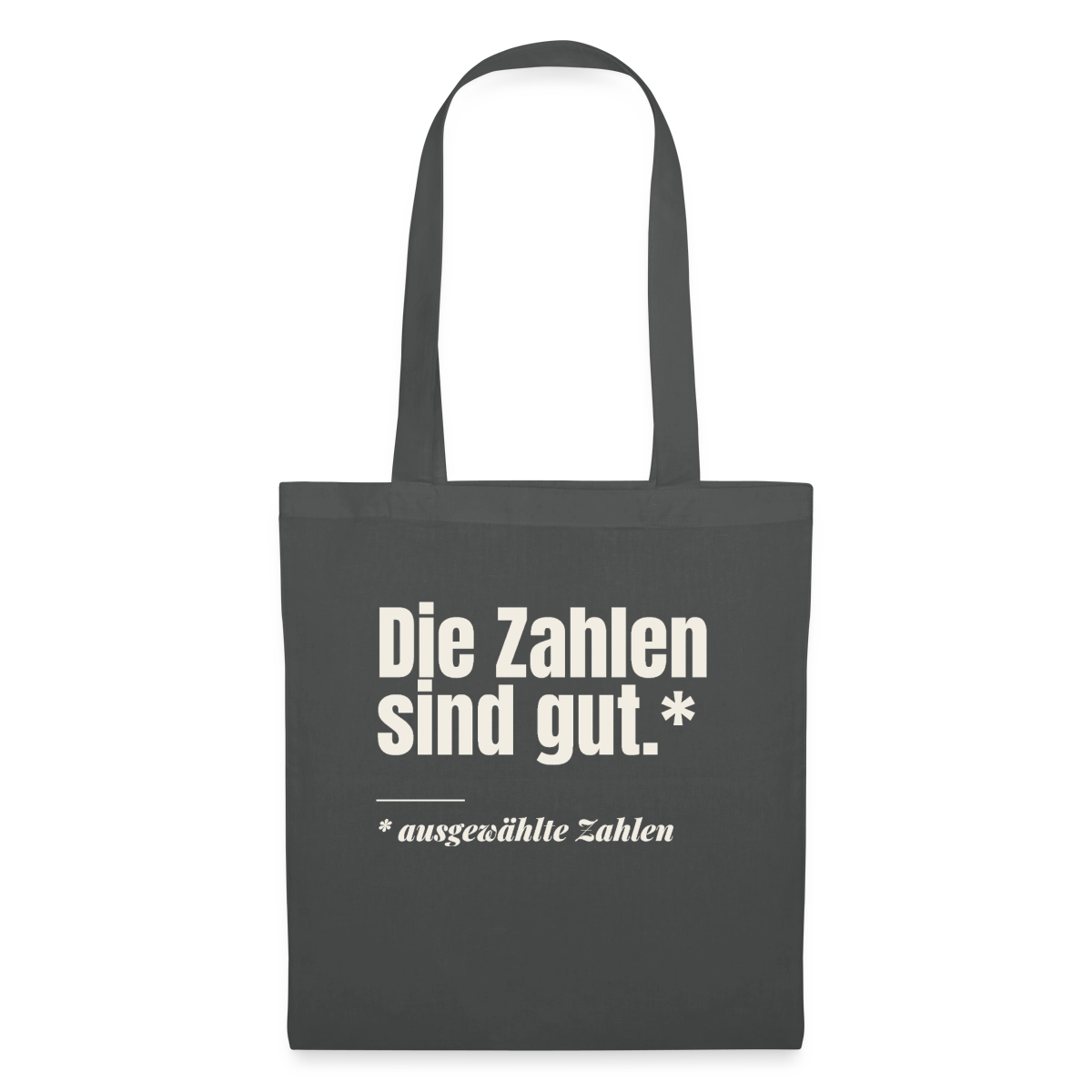 Die Zahlen sind gut. Ausgewählte Zahlen. Stoffbeutel, Farbe Graphite
