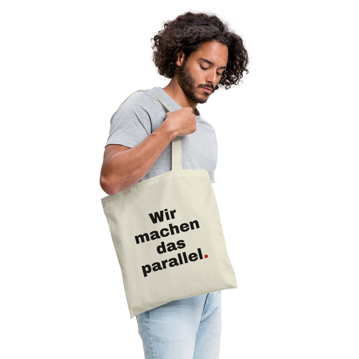 Wir machen das parallel Stoffbeutel, Farbe Natur, Model