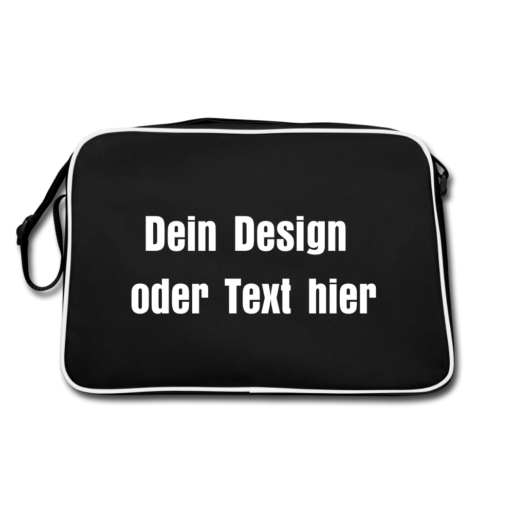 Retro Tasche mit Reißverschluss - personalisierbar - Schwarz/Weiß