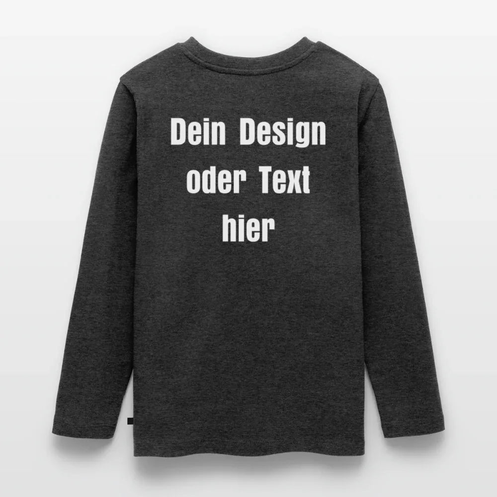 Teenager Premium Langarmshirt - personalisierbare Vorder- und Rückseite - Anthrazit meliert