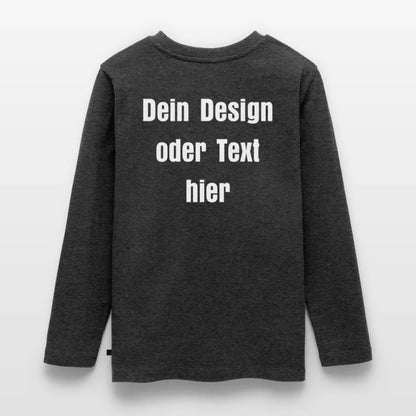 Teenager Premium Langarmshirt - personalisierbare Vorder- und Rückseite - Anthrazit meliert