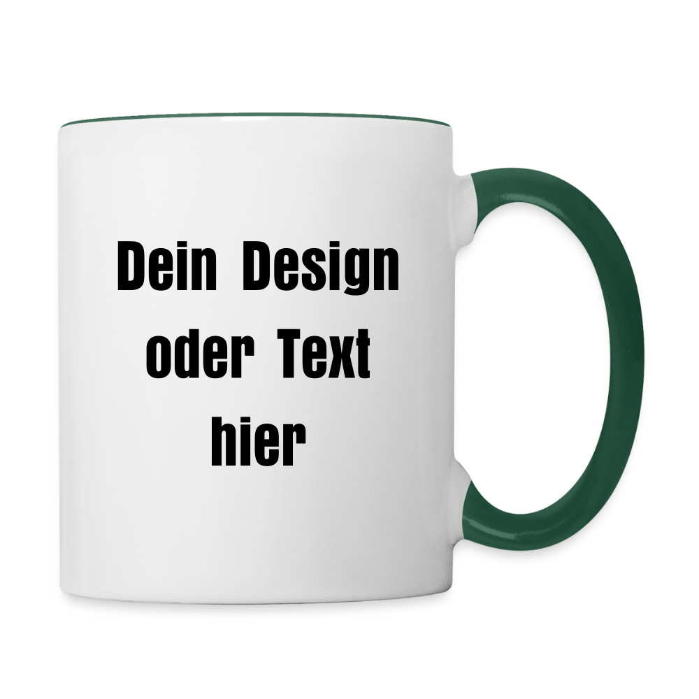 Keramiktasse zweifarbig 325ml - personalisierbar - Weiß/Dunkelgrün