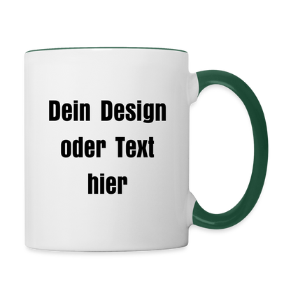 Keramiktasse zweifarbig 325ml - personalisierbar - Weiß/Dunkelgrün