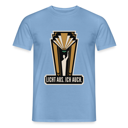 "Licht aus. Ich auch. Art-déco-Motiv" Motiv-T-Shirt für Männer, Farbe Carolina Blue
