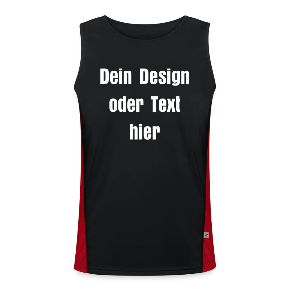 Funktionelles Kontrast-Tank Top für Männer  - personalisierbare Vorder- und Rückseite - Schwarz/Rot