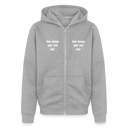 Männer Premium Kapuzenjacke - personalisierbare Vorder- und Rückseite - Grau meliert