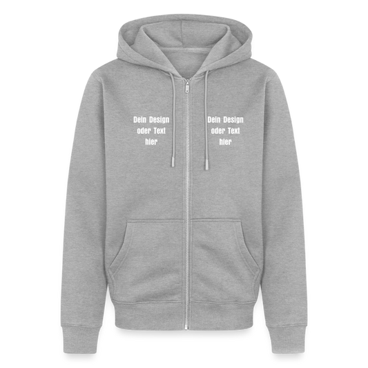 Männer Premium Kapuzenjacke - personalisierbare Vorder- und Rückseite - Grau meliert