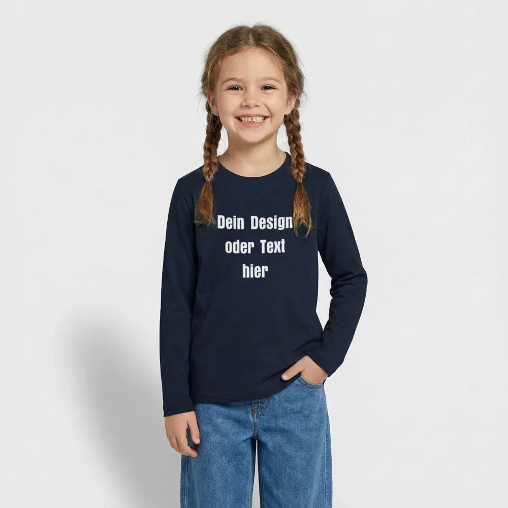 Teenager Premium Langarmshirt - personalisierbare Vorder- und Rückseite - Navy