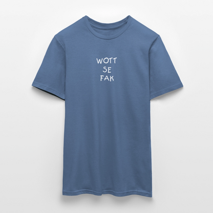 "WOTT SE FAK" Motiv-T-Shirt für Männer - Taubenblau 