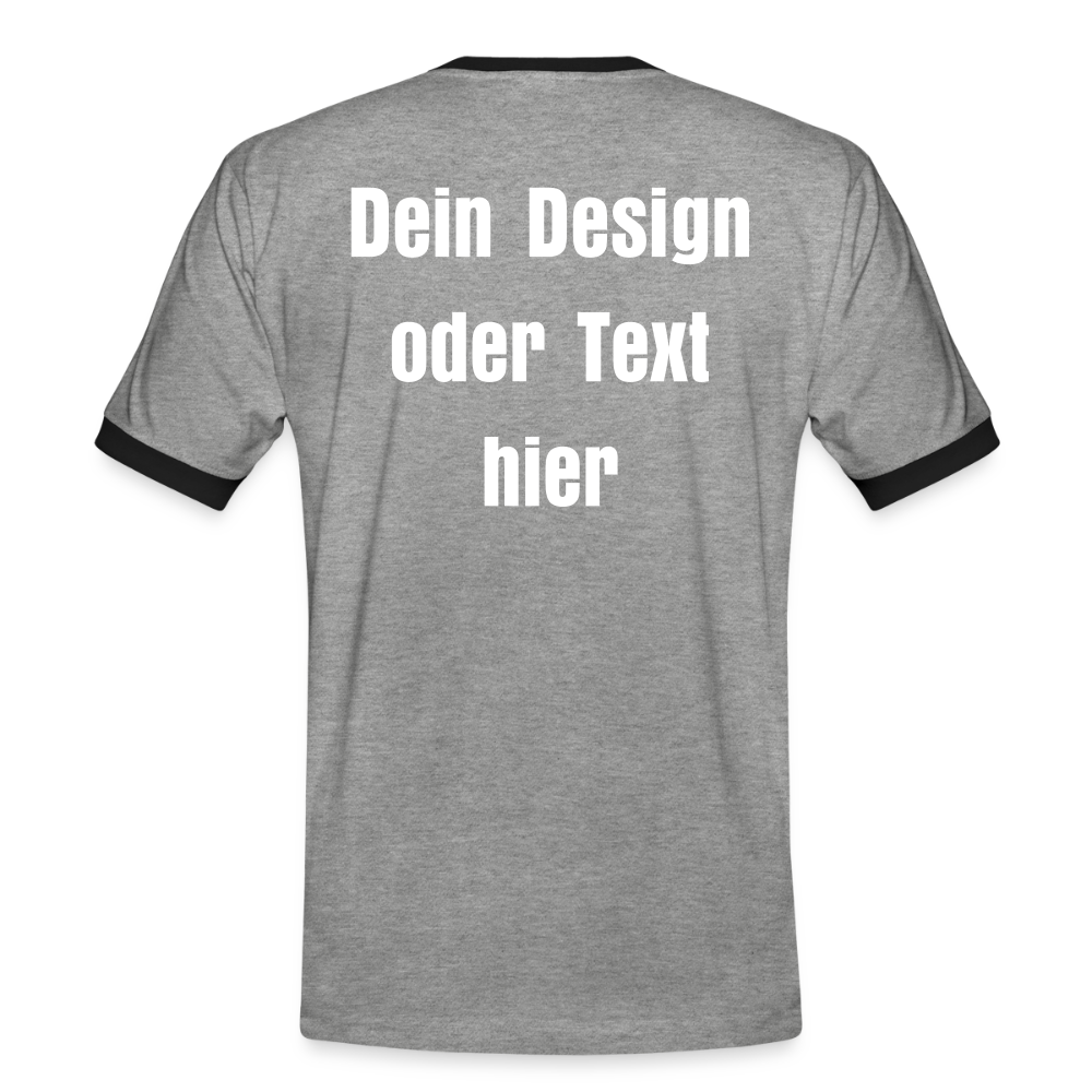 Männer Kontrast-T-Shirt - personalisierbare Vorder- und Rückseite - Grau meliert/Schwarz