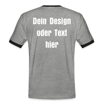 Männer Kontrast-T-Shirt - personalisierbare Vorder- und Rückseite - Grau meliert/Schwarz