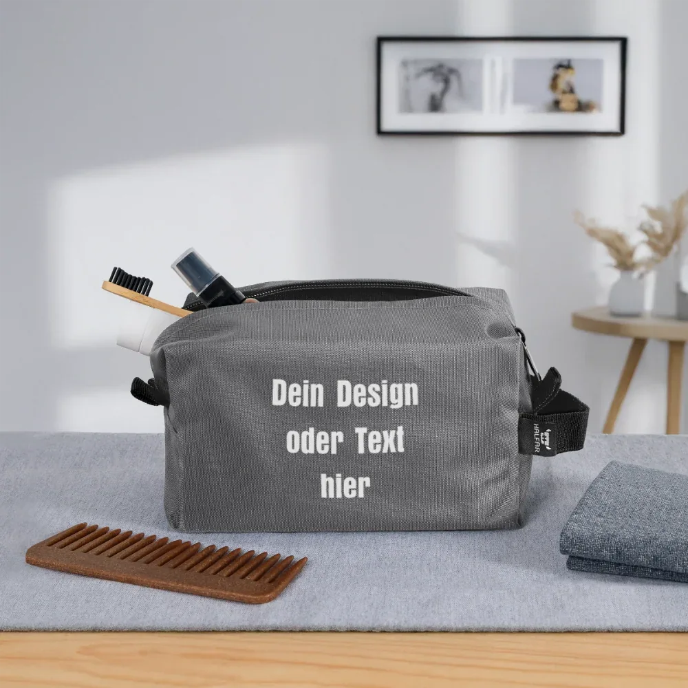 Recycelte Kulturtasche - personalisierbar - Anthrazit