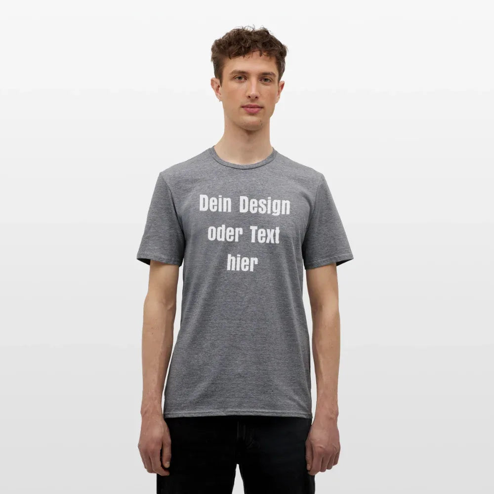 Männer T-Shirt - personalisierbare Vorder- und Rückseite - Graphit meliert
