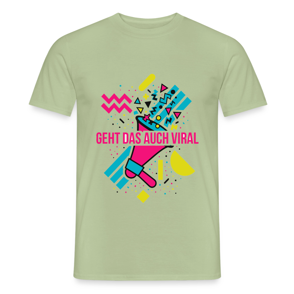Geht das auch viral? Memphis-Motiv Motiv-T-Shirt für Männer, Farbe Sage