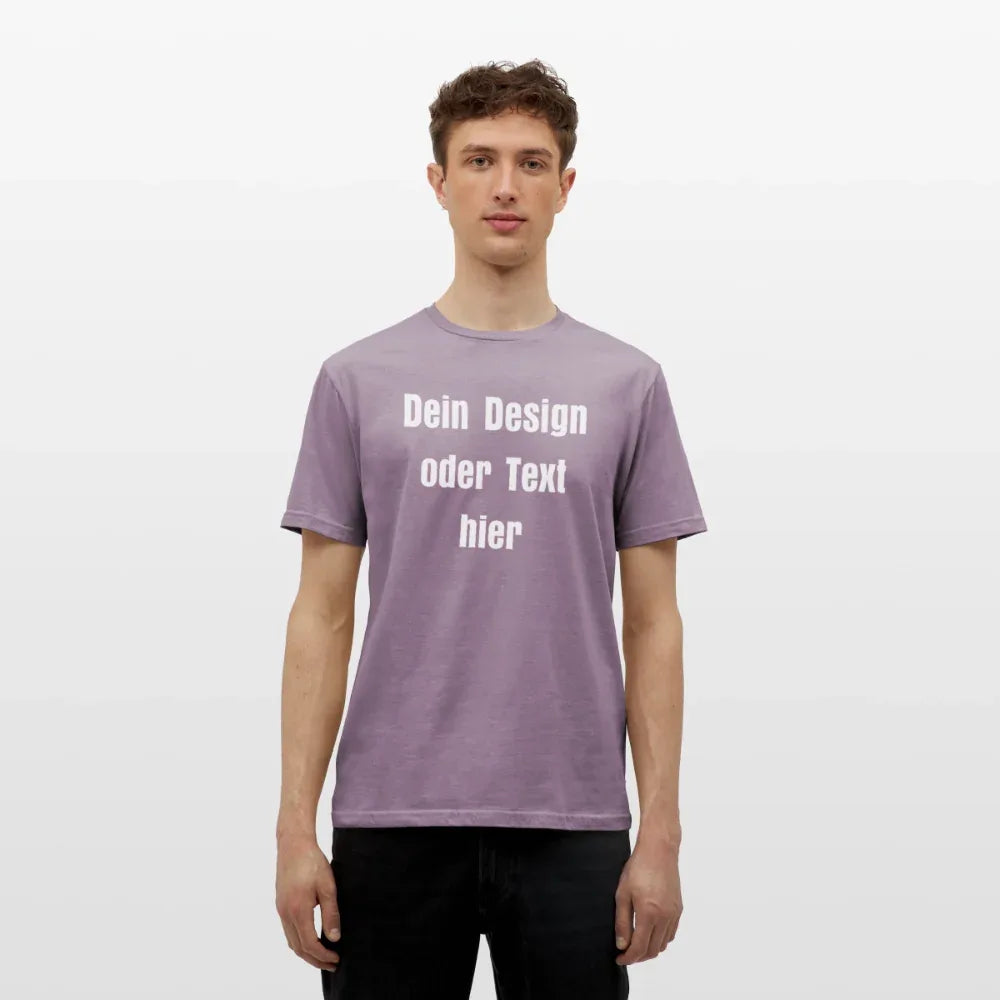 Männer T-Shirt - personalisierbare Vorder- und Rückseite - Lilagrau 