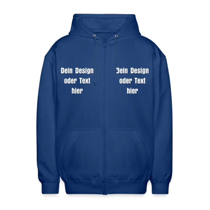 Unisex Kapuzenjacke - personalisierbare Vorder- und Rückseite - Royalblau