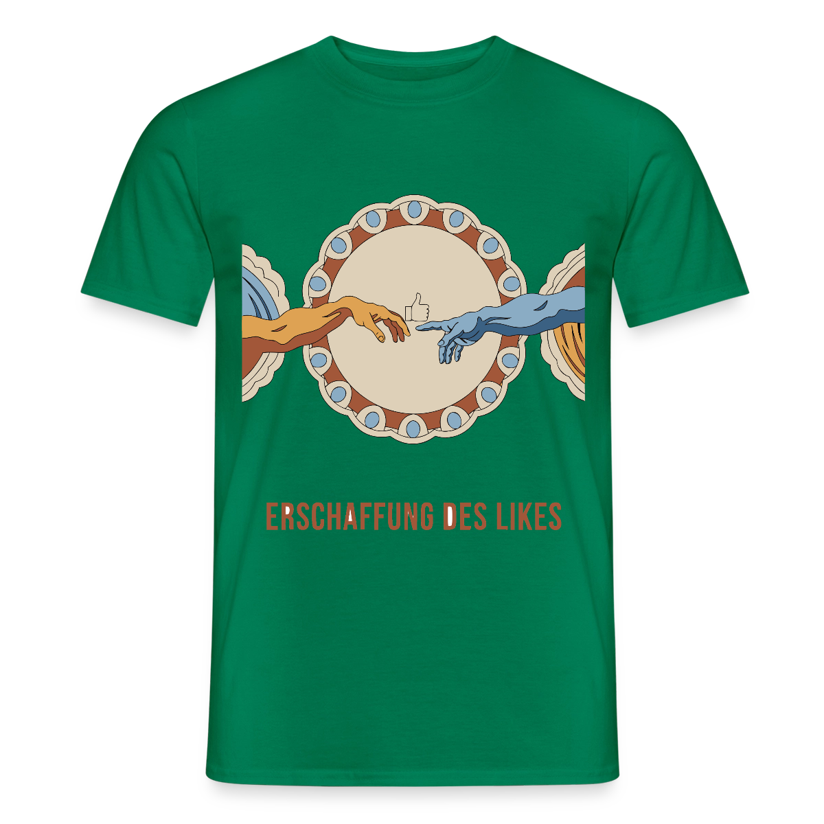 Erschaffung des Likes. Fresko-Motiv Motiv-T-Shirt für Männer, Farbe Kelly Green